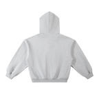 Contrast-Stitched Boxy Fleece Hoodie Grey