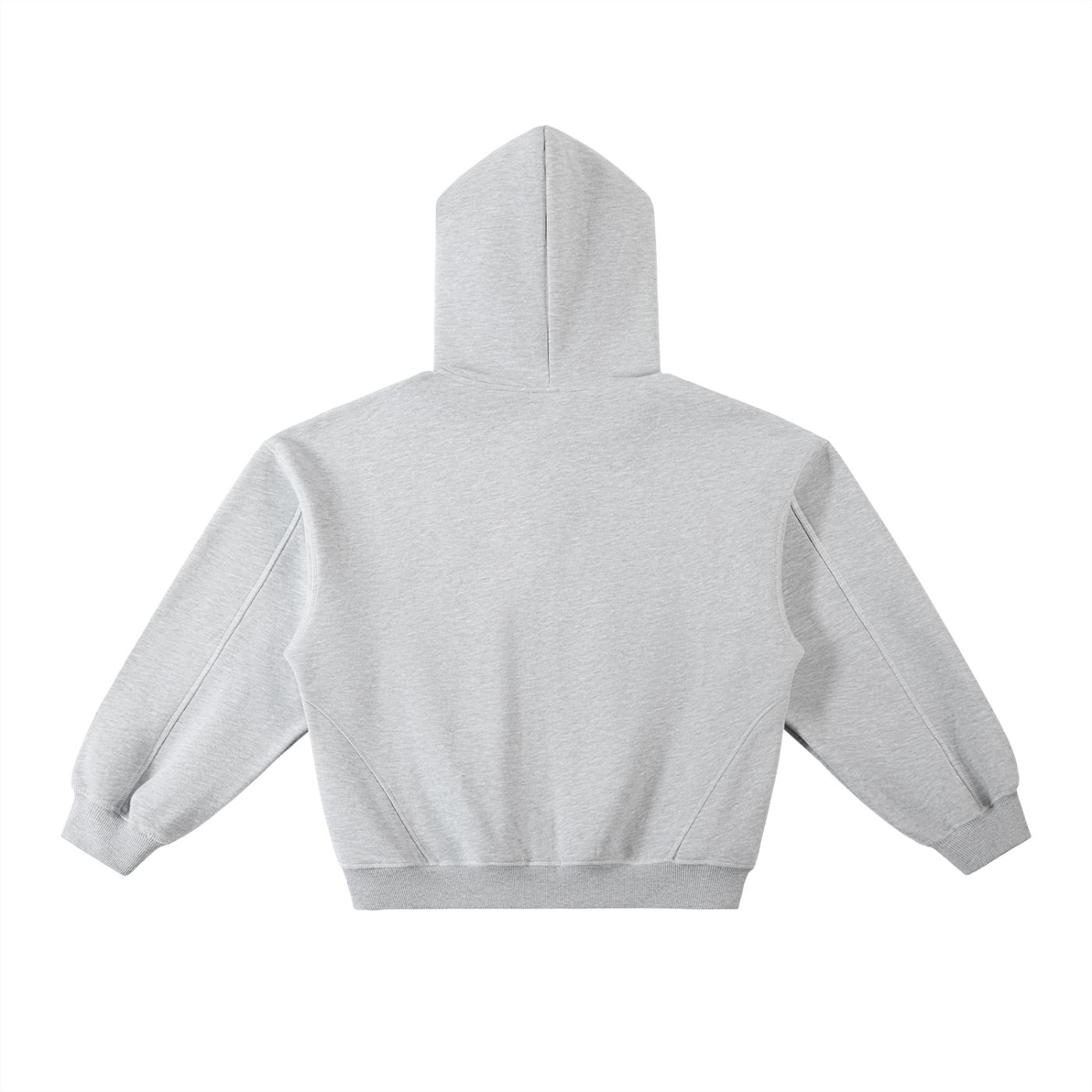 Contrast-Stitched Boxy Fleece Hoodie Grey