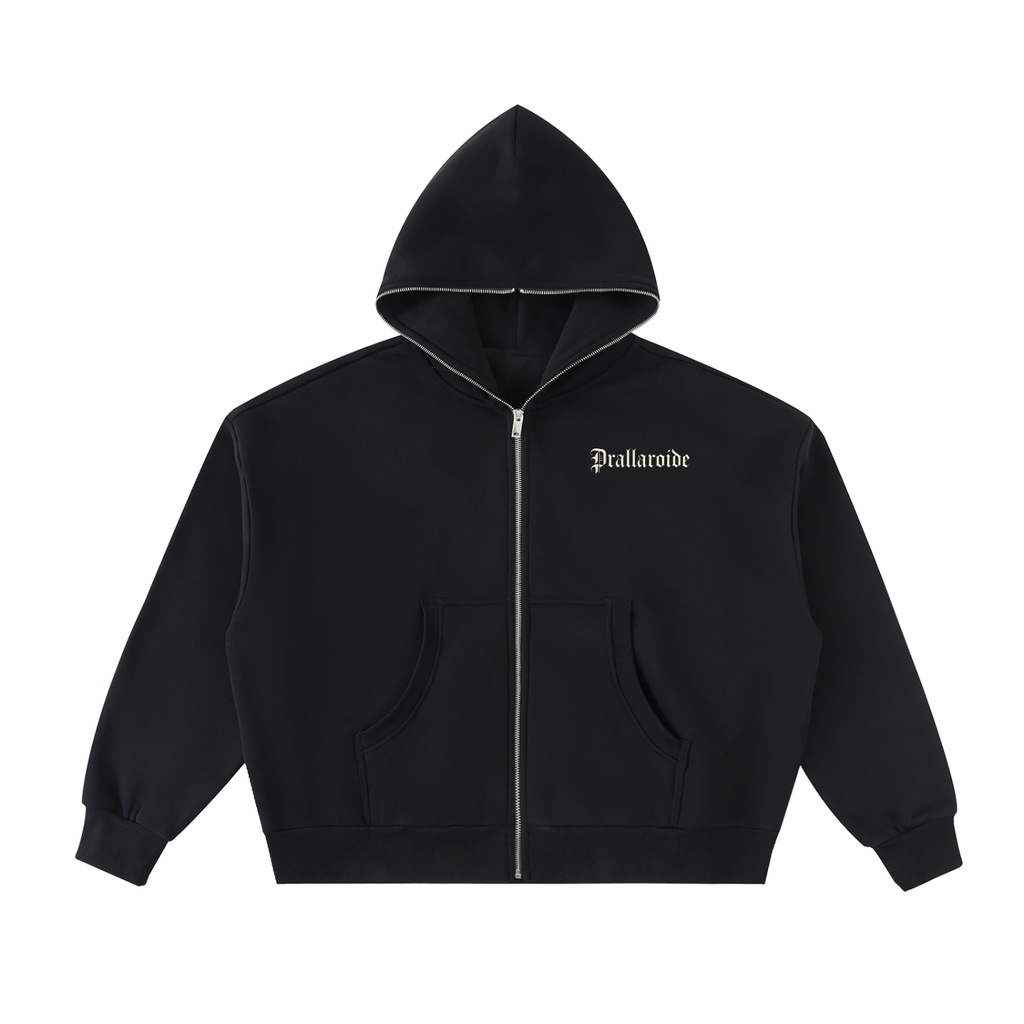 Fleeced Full-Zip Boxy Hoodie