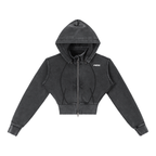 Vintage Washed Cropped Fleece Hoodie