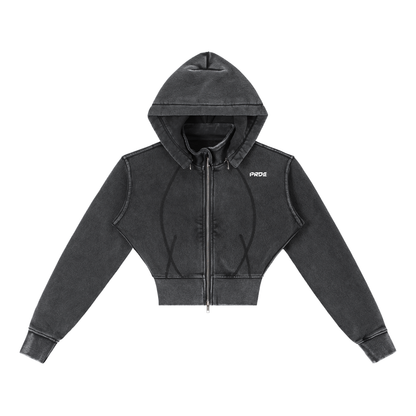 Vintage Washed Cropped Fleece Hoodie