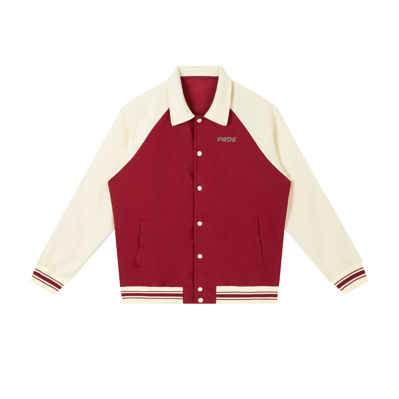 Contrast Raglan Sleeve Baseball Jacket Black/Green/Red