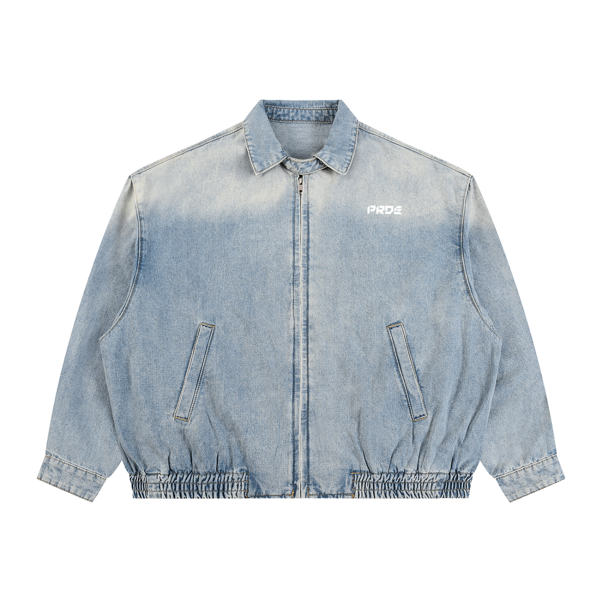 Unisex Vintage Wash Full-Zip Denim Jacket