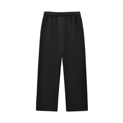 Contrast-Stitched Fleece Sweatpants Black