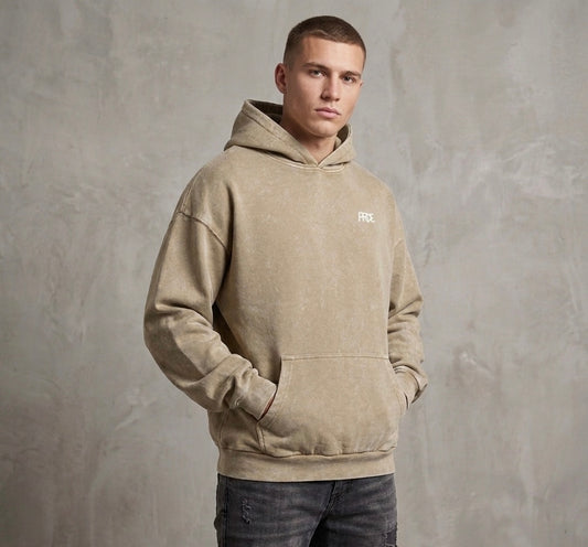 Oversize Washed Hoodie Beige