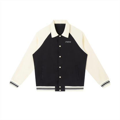 Contrast Raglan Sleeve Baseball Jacket Black/Green/Red