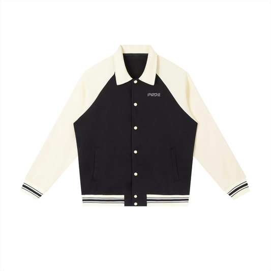Contrast Raglan Sleeve Baseball Jacket Black/Green/Red