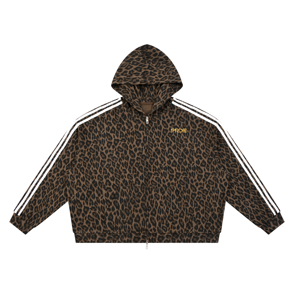 Unisex Leopard Full Zip Hoodie