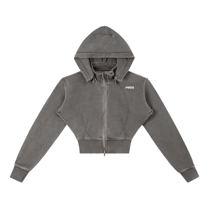 Vintage Washed Cropped Fleece Hoodie