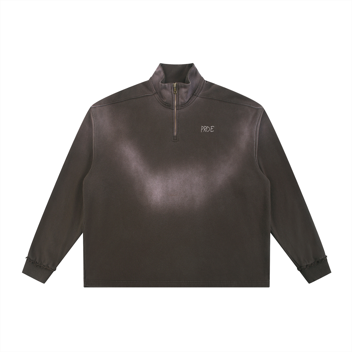 Sun Fade Raw Edge Quarter-Zip Sweatshirt