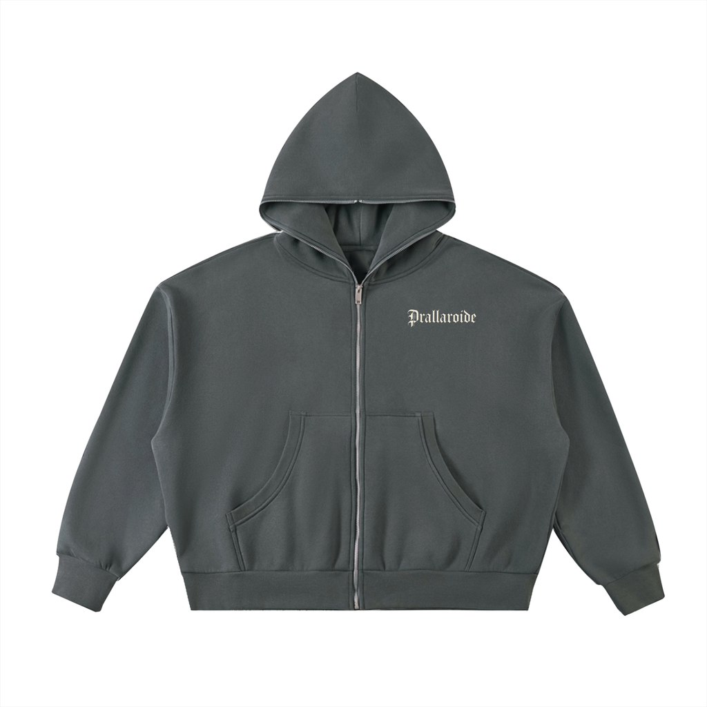 Fleeced Full-Zip Boxy Hoodie