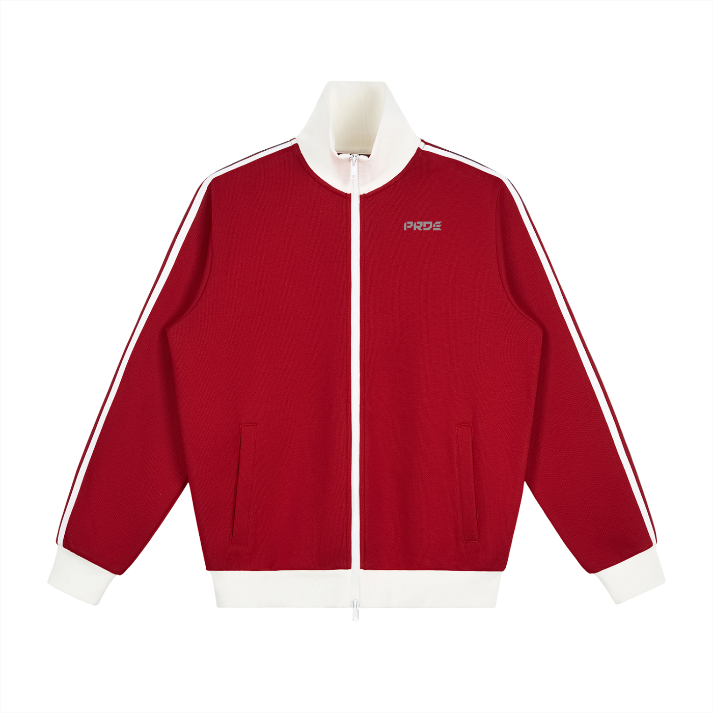 Contrast Side Stripe Fleece Track Jacket Black/White/Red/Green