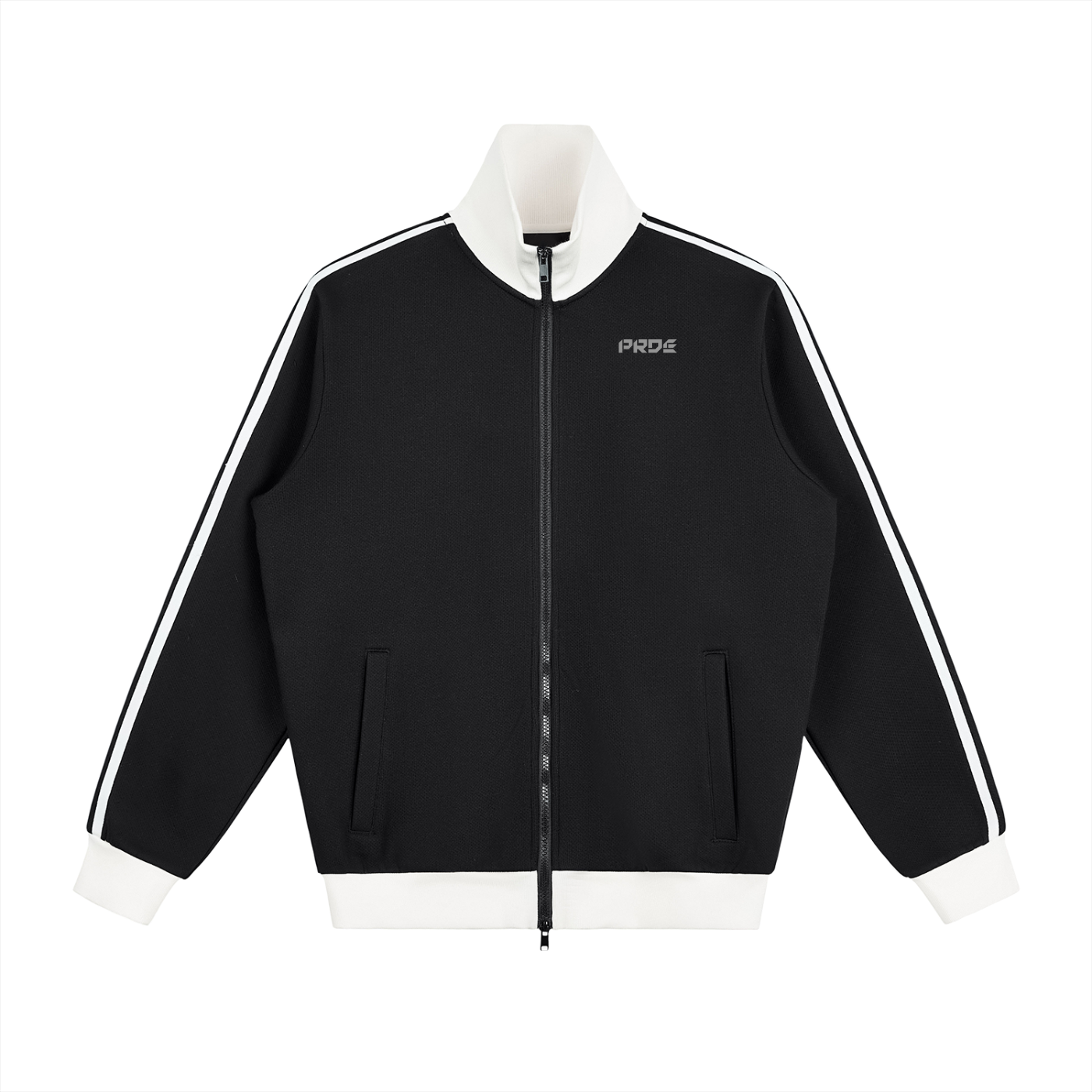 Contrast Side Stripe Fleece Track Jacket Black/White/Red/Green