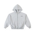 Contrast-Stitched Boxy Fleece Zip Hoodie Grey