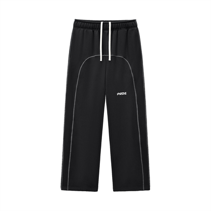 Contrast-Stitched Fleece Sweatpants Black