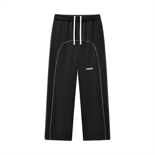 Contrast-Stitched Fleece Sweatpants Black
