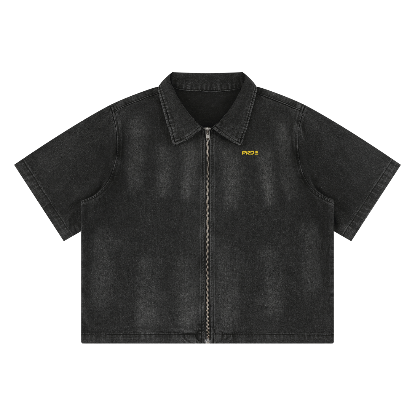 Unisex Vintage Washed Full-Zip Denim Shirt