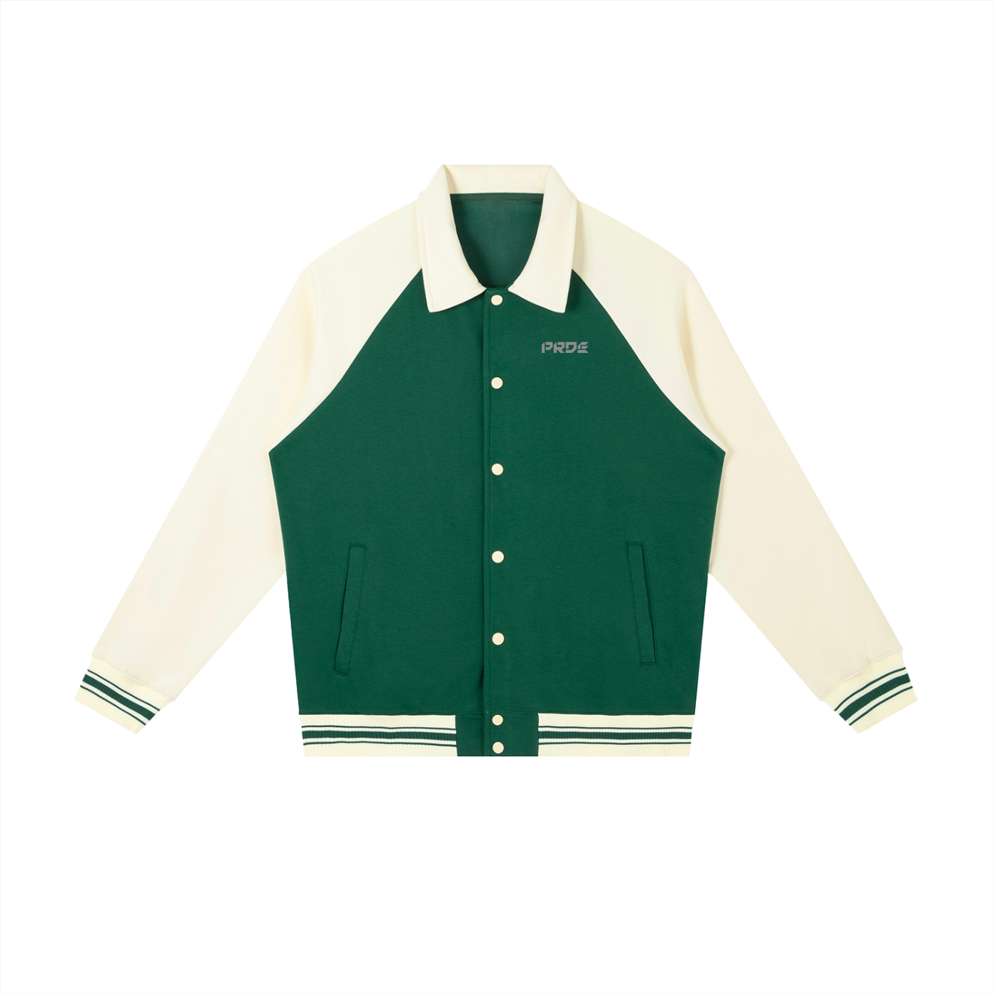 Contrast Raglan Sleeve Baseball Jacket Black/Green/Red