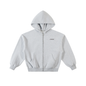 Contrast-Stitched Boxy Fleece Zip Hoodie Grey