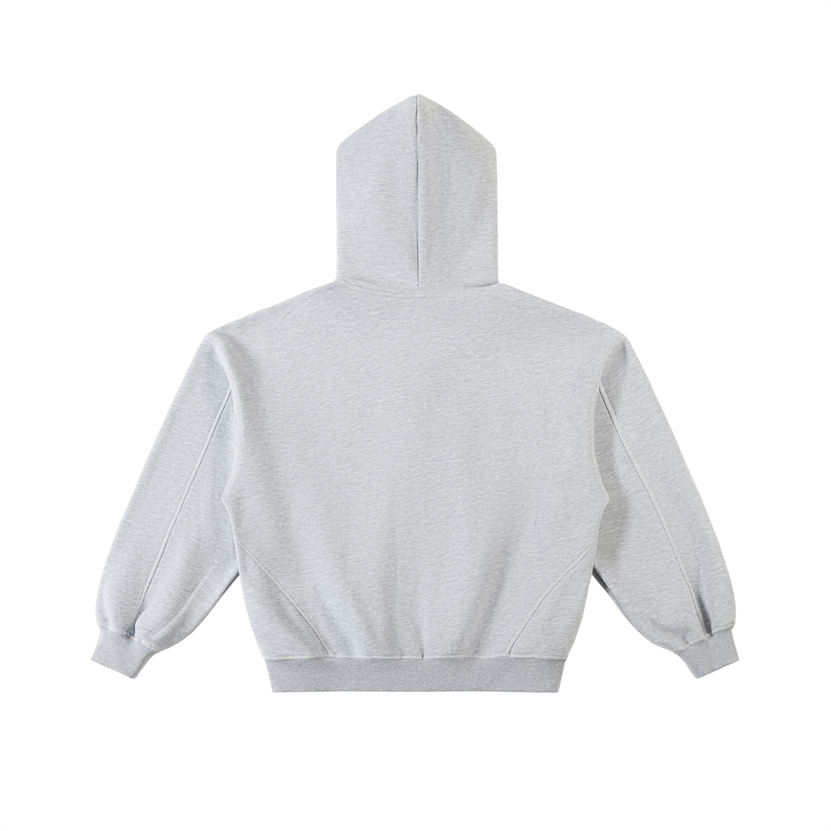 Contrast-Stitched Boxy Fleece Zip Hoodie Grey