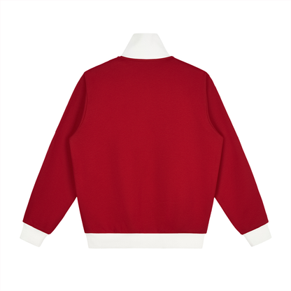 Contrast Side Stripe Fleece Track Jacket Black/White/Red/Green