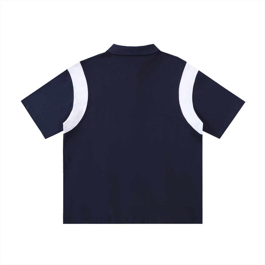 Contrast Panel Cotton Polo Shirt