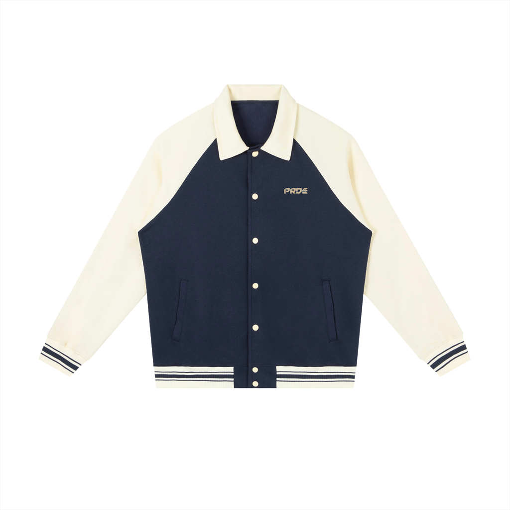 Contrast Raglan Sleeve Baseball Jacket