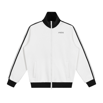 Contrast Side Stripe Fleece Track Jacket Black/White/Red/Green