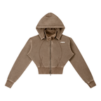 Vintage Washed Cropped Fleece Hoodie
