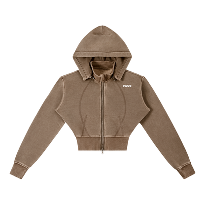 Vintage Washed Cropped Fleece Hoodie