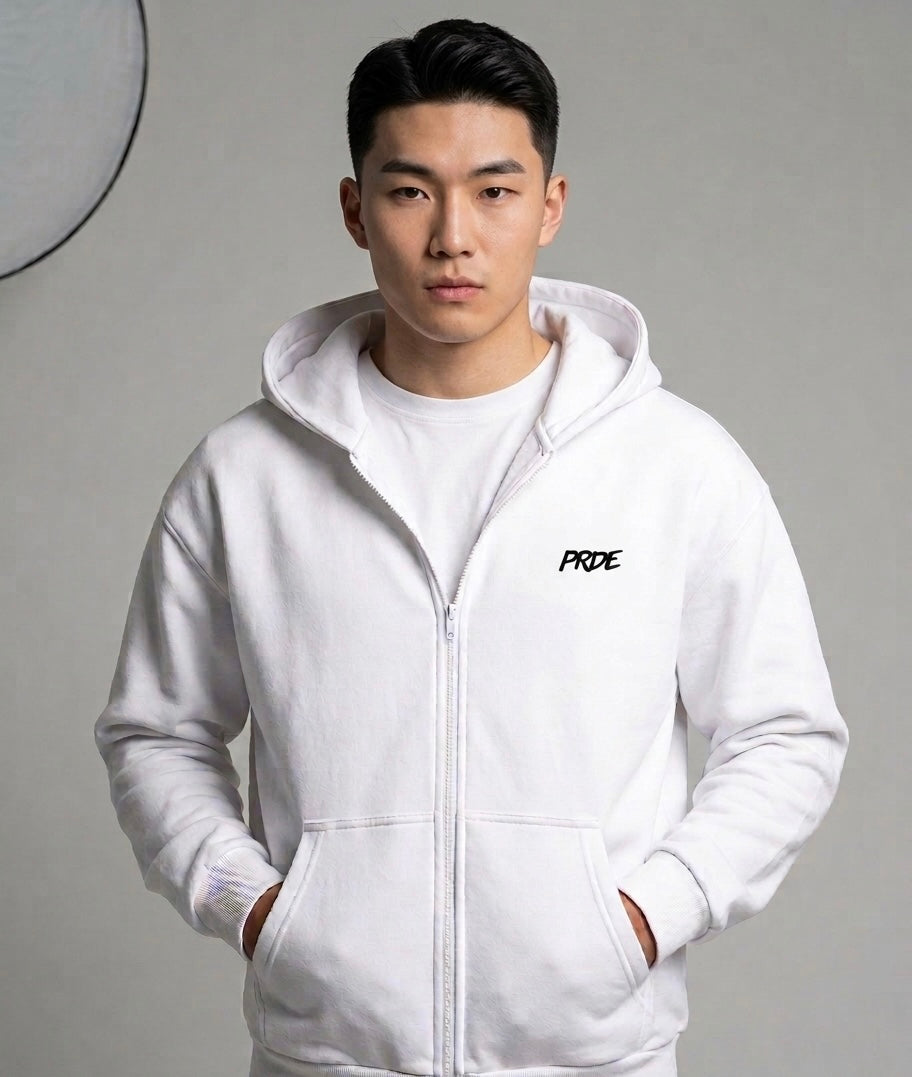 Oversize Zipper Hoodie White