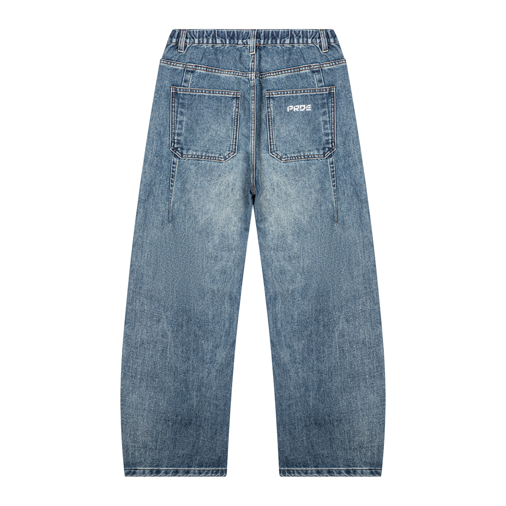Unisex Vintage Wash Barrel Leg Denim Jeans