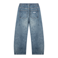 Unisex Vintage Wash Barrel Leg Denim Jeans