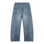 Unisex Vintage Wash Barrel Leg Denim Jeans
