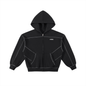 Contrast-Stitched Boxy Fleece Zip Hoodie Black