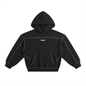 Contrast-Stitched Boxy Fleece Hoodie Black