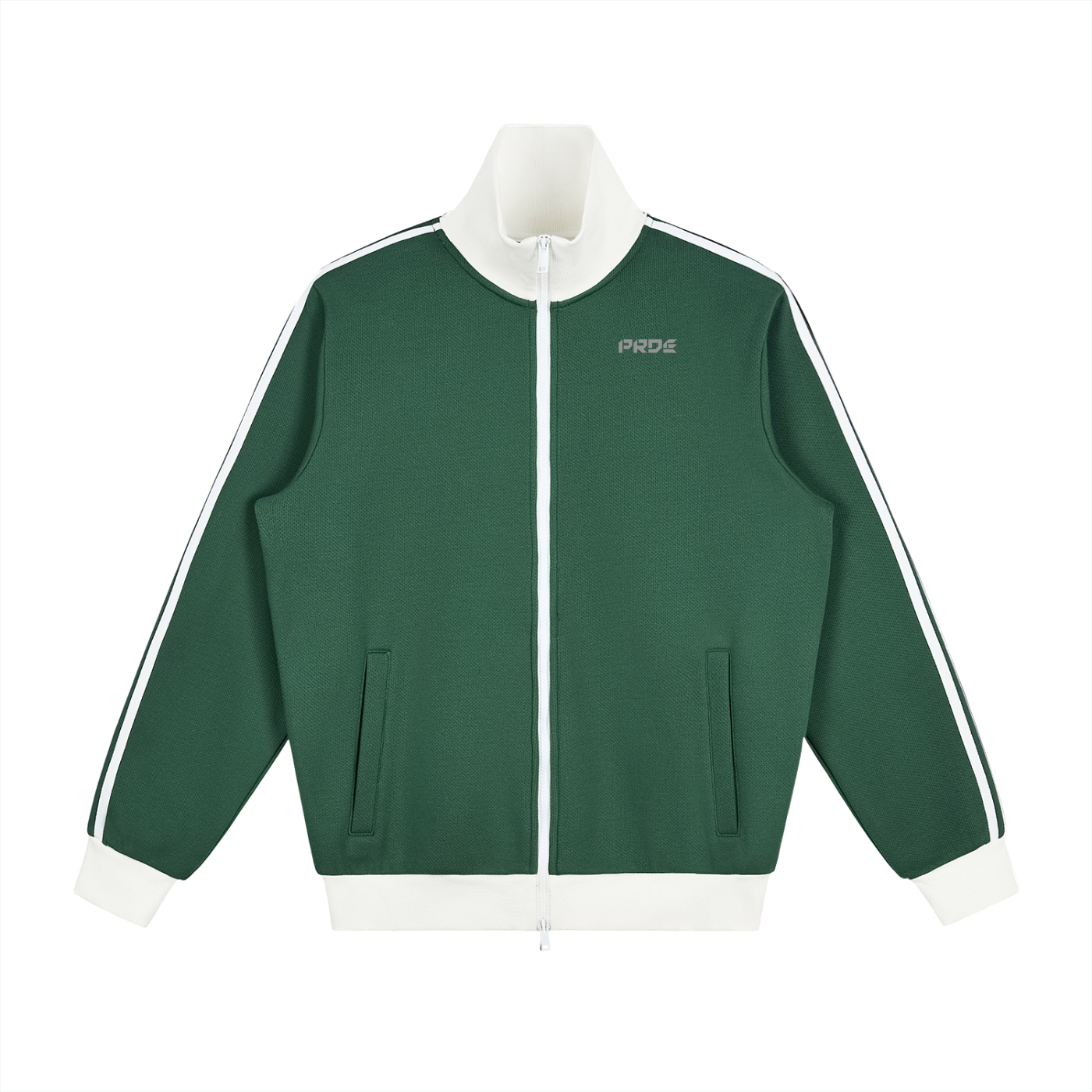 Contrast Side Stripe Fleece Track Jacket Black/White/Red/Green