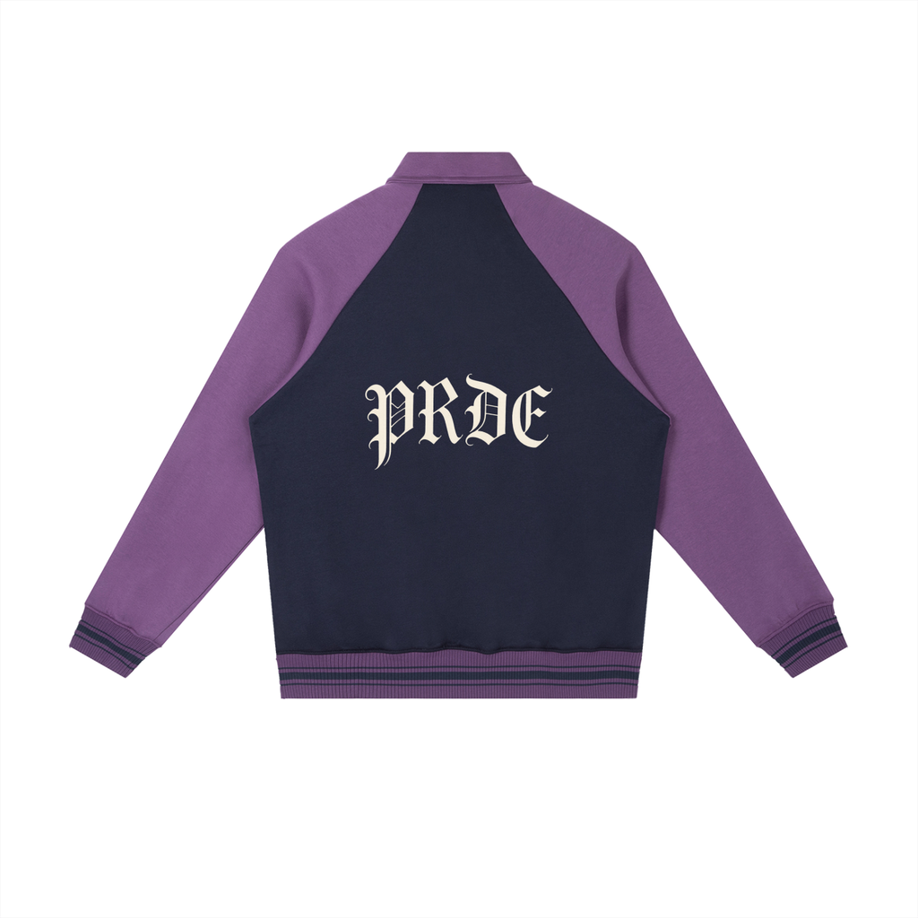 Contrast Raglan Sleeve Baseball Jacket