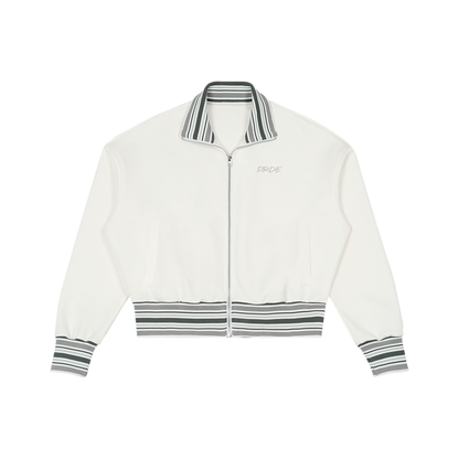 Striped Rib Collar Zip Jacket