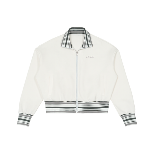 Striped Rib Collar Zip Jacket