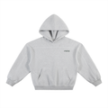 Contrast-Stitched Boxy Fleece Hoodie Grey