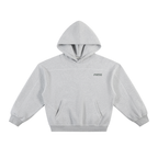 Contrast-Stitched Boxy Fleece Hoodie Grey