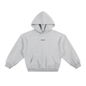 Contrast-Stitched Boxy Fleece Hoodie Grey