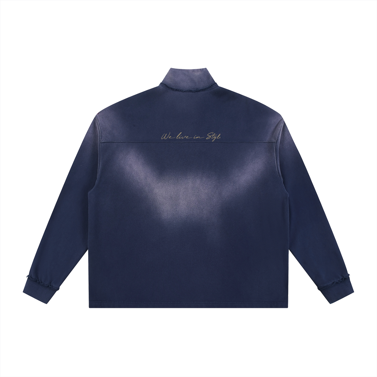Sun Fade Raw Edge Quarter-Zip Sweatshirt